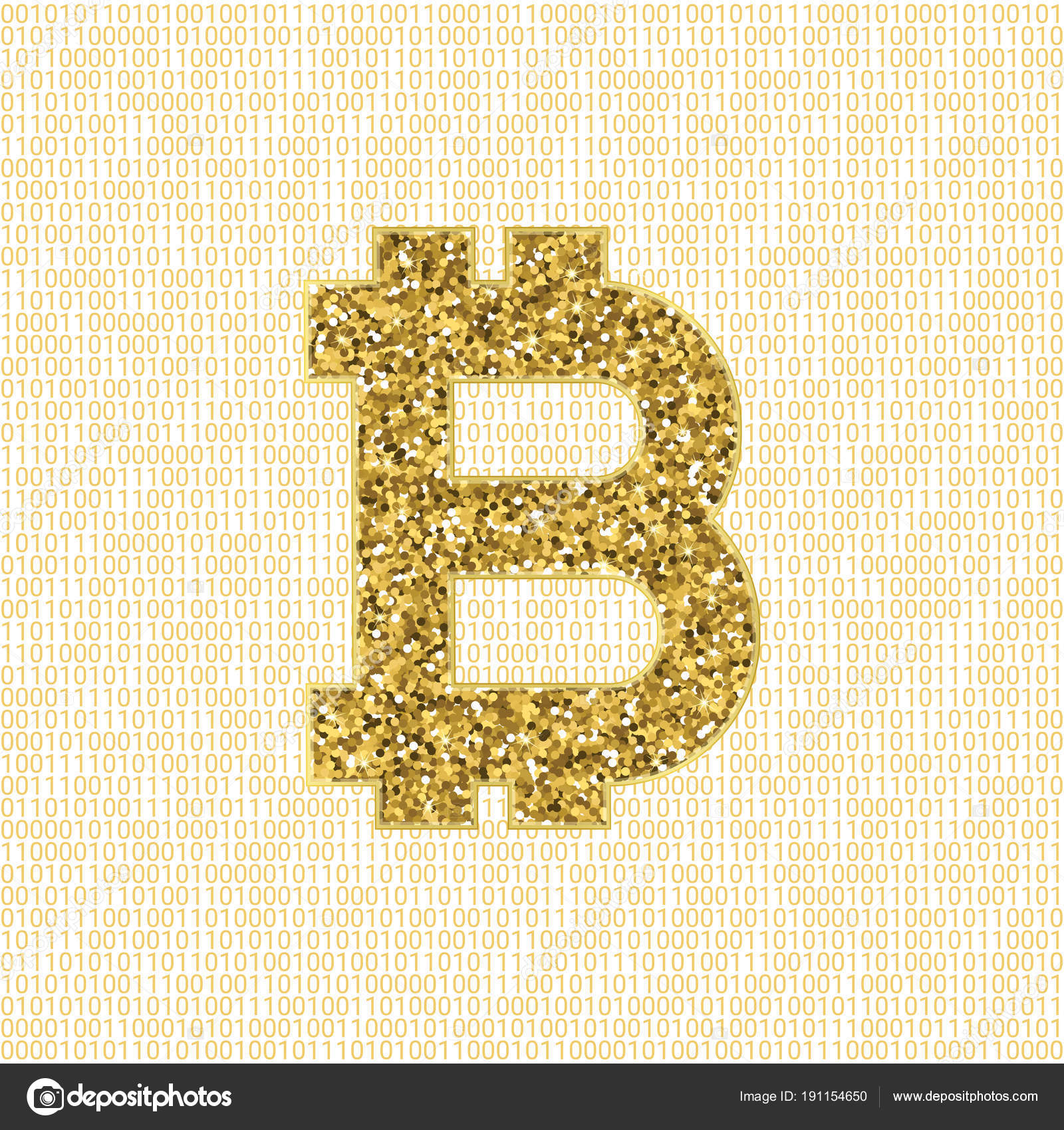 Golden Vector Bitcoin Symbol Crypto Currency Digital Illustration - 
